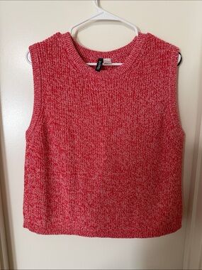 Red Marled Knit Sleeveless Sweater Tank